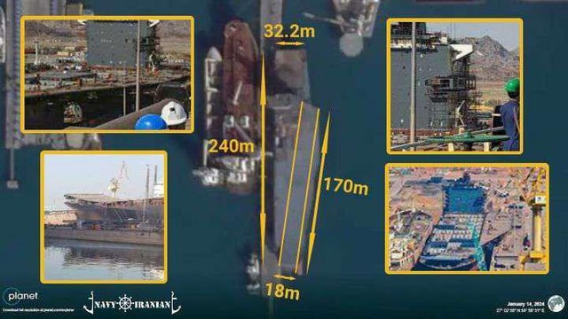 Irans drone carrier is 240 meters long new estimate finds